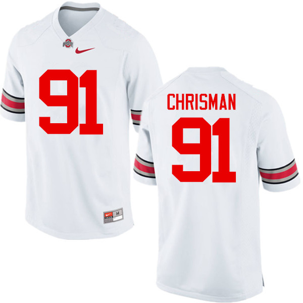 Ohio State Buckeyes #91 Drue Chrisman College Football Jerseys Game-White